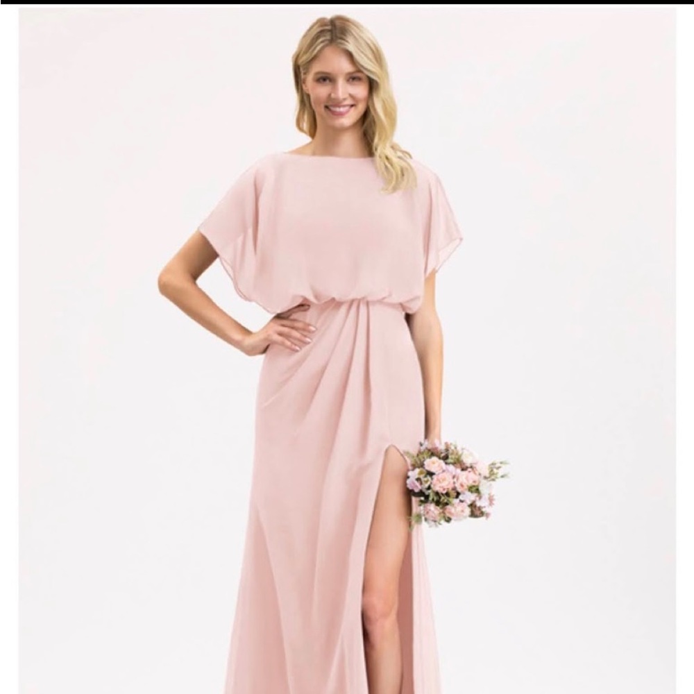 Sheath/Column Scoop Neck Floor-Length Chiffon Dress Ruffle Split Front